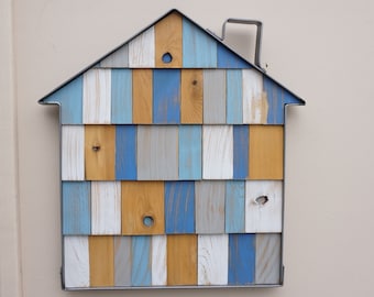 Our Blue House - Recycled Cedar Shingle - Wall Art