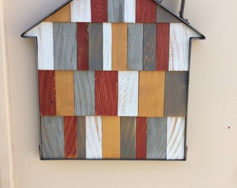 Our Red House - Recycled Cedar Shingle - Wall Art