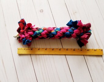 10-12" Dog Rope Tug - Strong Toy - Fetch Toy - Upcycled Dog Bone - Teeth Cleaner - Fabric Dog Toy - Dog Lovers - Eco Friendly - Dog Gifts
