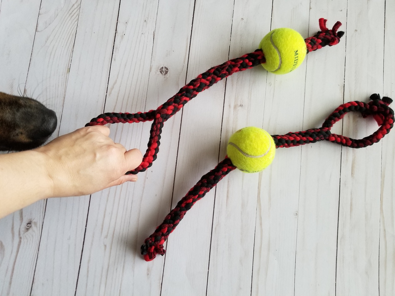 Tennis Ball Tug Rope Dog Toy Long Ball Rope with Handle Etsy