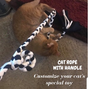 Long Interactive Cat Rope - Exercise Cat Toy - Gifts for Cats - Cat Rope Toy with Handle - Braided Cat Toy -