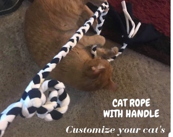 Long Interactive Cat Rope - Exercise Cat Toy - Gifts for Cats - Cat Rope Toy with Handle - Braided Cat Toy -