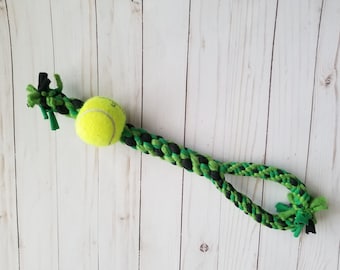 Tennis Ball Dog Rope - Tug Toy - Ball Rope with Handle - Ball Rope Tug -  1 Foot Interactive Dog Toy - Dental Hygiene Chew - Fetch Rope