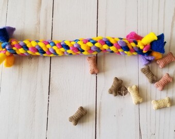 Small Dog Toy -8" Tug Rope -  Play Tug - Interactive Dog Tug - Fetch Stick - Teeth Cleaning Bone - Dog Rope - Dog Lovers - Eco Friendly
