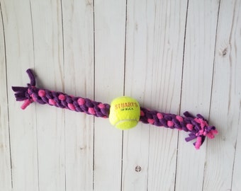 Tennis Ball Dog Rope - Dental Toy for Dogs - Interactive Fetch Rope - Dog Tug Toy - Dog Lover - Eco Friendly - Tug of War Rope - Tug Rope