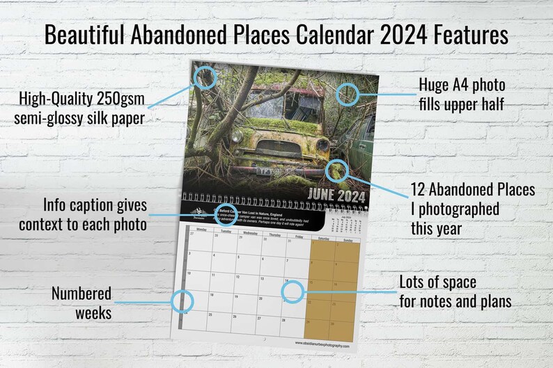 Beautiful Abandoned Places Calendar 2024 urban Exploration & Urbex