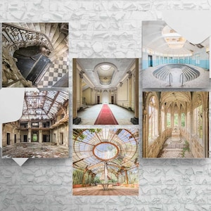 Cartes de voeux carrées - Série France abandonnée - Lot de 6 cartes (exploration urbaine et cadeau de photographie Urbex vierges à l'intérieur)