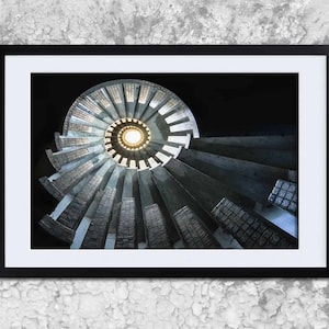 Spiral Staircase In Chateau, France - Framed/Unframed Fine Art Print (Urban Exploration & Abandoned Places Photography Urbex Wall Art)
