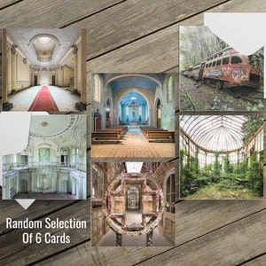 Vierkante wenskaarten - verlaten plaatsen - Set van 6 kaarten, willekeurig (stedelijke verkenning & Urbex fotografie cadeau blanco binnen)