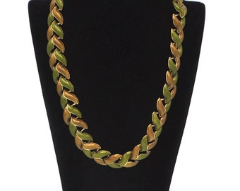 Enamel Curb Chain, Green Statement Necklace