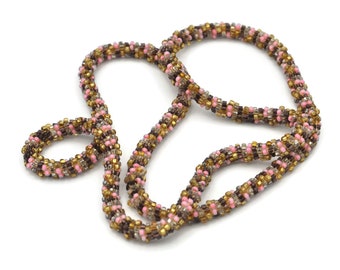 Seed Bead Rope Necklace, Long Thick Necklace, Great Gift for a Woman, Vintage Necklace