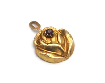 Gold Plated Silver TK Rose Pendant with Garnet