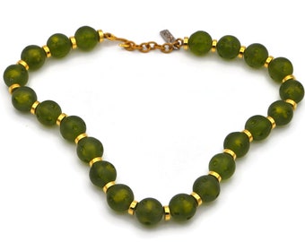 Yves Saint Laurent Green Lucite Necklace, 1970's, Authentic YSL Statement Necklace