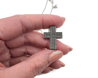 925 Cross Necklace, Vintage Designer Necklace, made in Italy