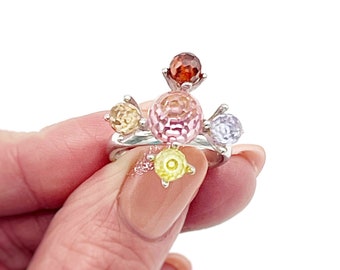 925 Multi Color Cubic Zirconia Ring