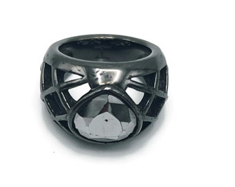 Dyrberg Kern Signet Ring with Faceted Hematite