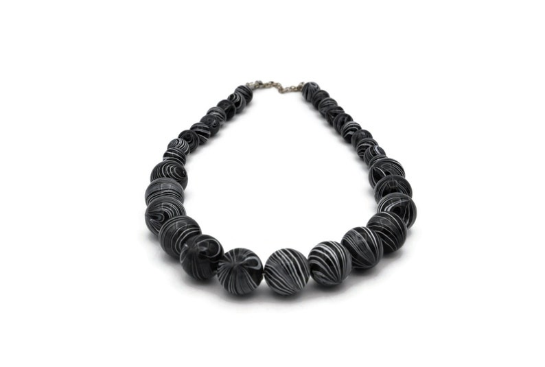 Psychedelic Black and White Beaded Necklace