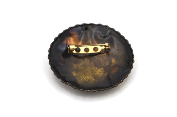 Large Round Brass and Copper Statement Brooch - image 7