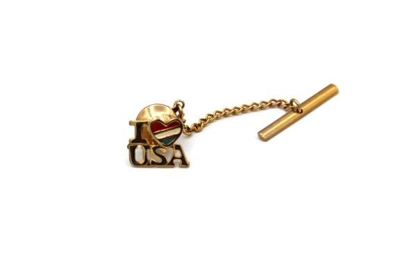 Avon USA Tie Tack / Tie Pin with Chain, 1981,  Si… - image 1