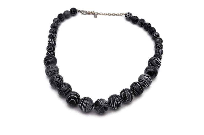 Psychedelic Black and White Beaded Necklace