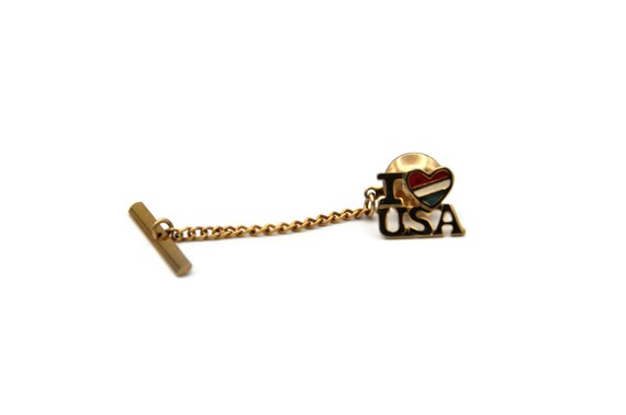 Avon USA Tie Tack / Tie Pin with Chain, 1981,  Si… - image 6