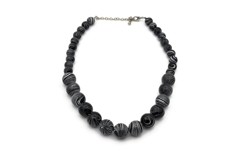 Psychedelic Black and White Beaded Necklace