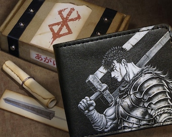 Berserk. Skórzany portfel do tylnej kieszeni. Prezent, który zrobi wrażenie. Ręcznie robiony. Malowany ręcznie.