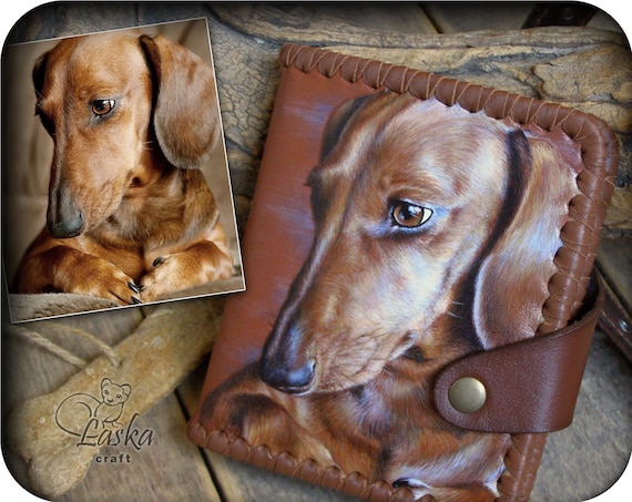 Buy Dachshund Painting Leather Wallet Custom Dog Portrait Pet Online in  India 