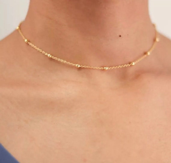 Choker Necklace Gold Minimalist 