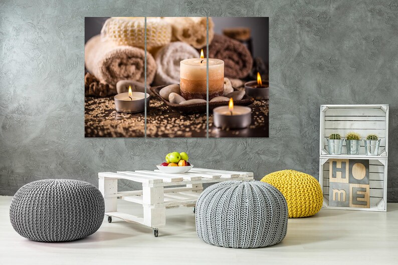 Zen Candle Wall Decor Spa Composition Canvas Wall Art Etsy