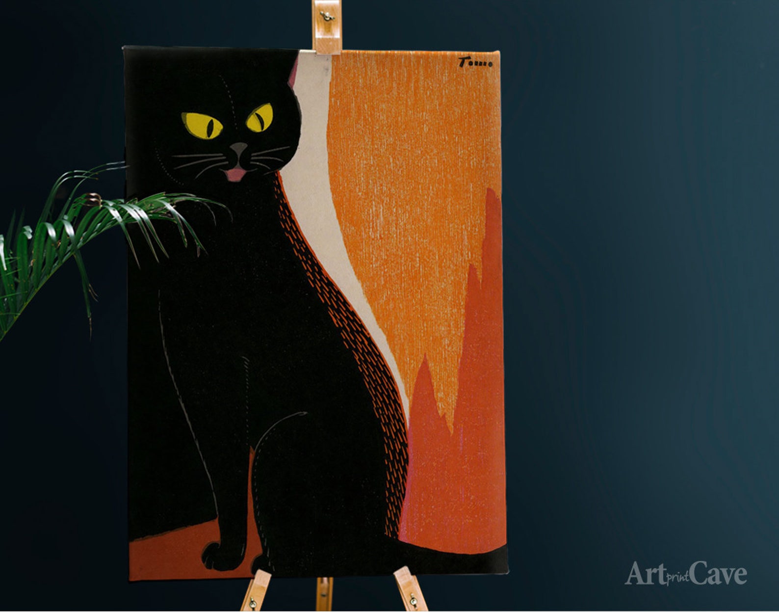 Japanese Art Print Black Cat by Tomoo Inagaki Cotton Canvas Etsy