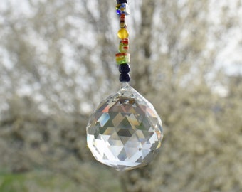 Hanging Crystal Prism – Sun Catcher – Rainbow Maker – Repurposed Vintage Beads