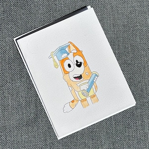 Aquarelle Bluey Carte de voeux Disney Bluey Bingo Remise des diplômes Félicitations pour papa Drop Off