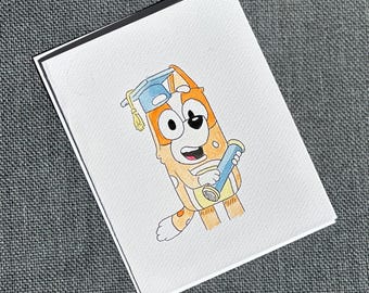 Tarjeta de felicitación de acuarela de Bluey: Bingo de Disney Bluey, felicitaciones de graduación, entrega de papá