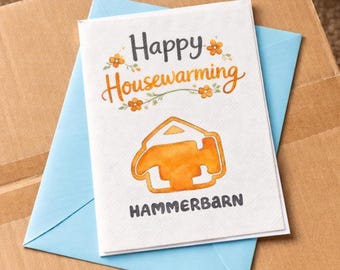 Tarjeta de felicitación en acuarela Bluey - Tarjeta Hammerbarn New House