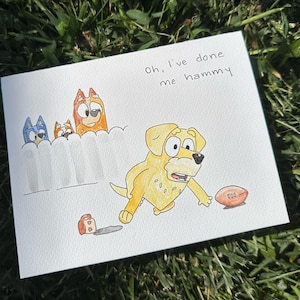Carte de voeux aquarelle Bluey Disney Joyeux anniversaire Guérison bientôt Keepy Uppy
