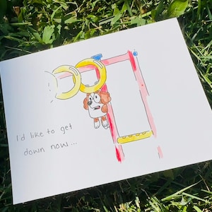 Aquarel wenskaart Bluey Card Disney-kaart Bluey Bike Bentley Monkey Bars aanmoedigingskaart