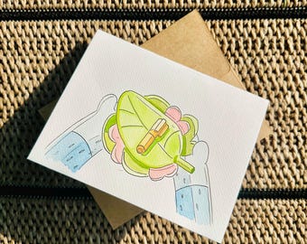 Tarjeta de felicitación de acuarela Bluey Disney - Todo