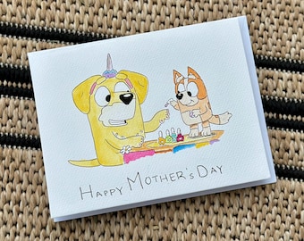 Tarjeta de felicitación de acuarela azul Disney Feliz Día de la Madre Día del Padre Papá de la Suerte