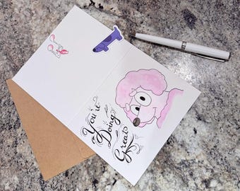 Tarjeta de felicitación en acuarela Bluey - Carrera de bebés ¡Lo estás haciendo genial!