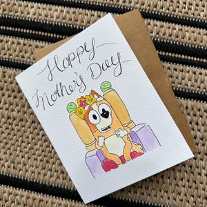 Aquarell Grußkarten Bluey Disney Queen Mum Bluey Muttertagskarte Bluey Mom Geburtstag