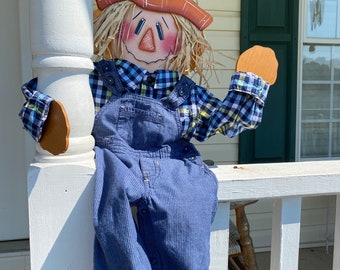 Scarecrow, Pouch Sitters, fall decor,  hand painted, decor gift, hay pale decorations, wood sitter, fall outdoor yard art, scarecrow ideas