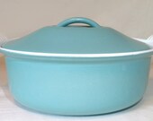 Vintage Le Creuset Enameled Cast Iron Dutch Oven 2.5Qt PARIS BLUE EXCELLENT 2-1 2 Quart 24 Turquoise Saucepan Casserole Free Ship