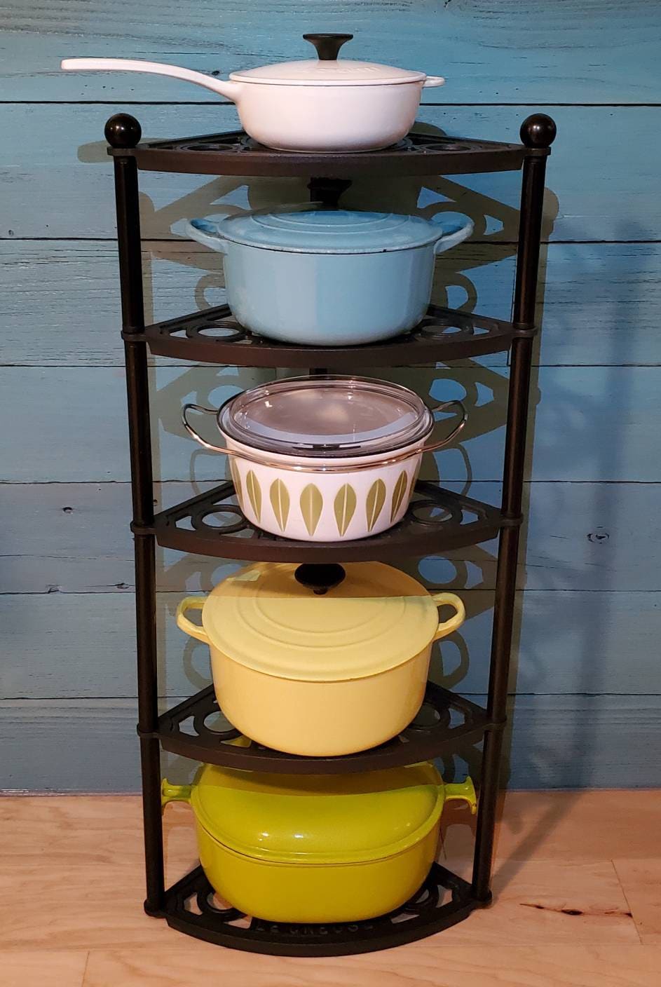 Rare Le Creuset Pot Stand MATTE BLACK EXCELLENT * 5 Tier Cast Iron