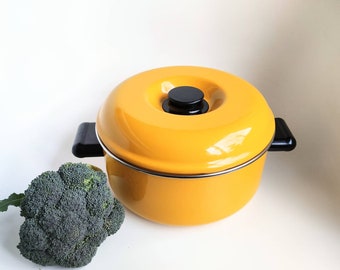 Finel Arabia Finland gele vintage RONDO emaille kookpot 3L - ontwerp Leif Eriksson - Wärtsilä