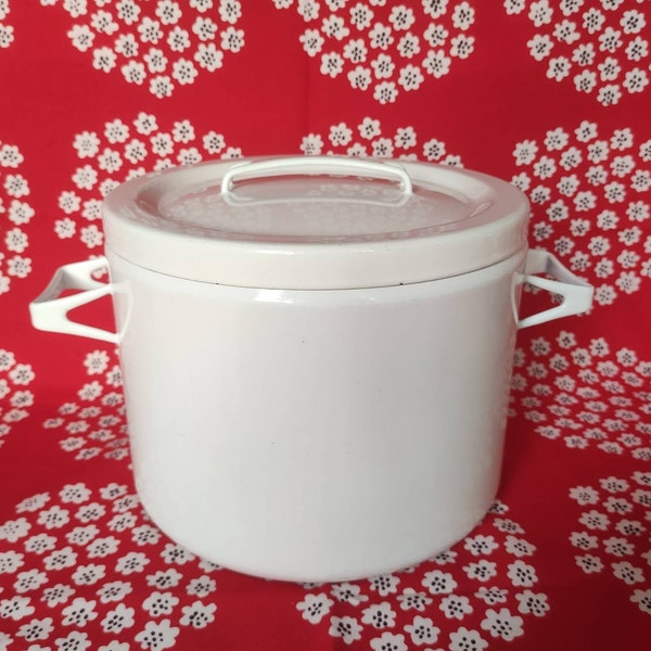 Mallat Finel Arabia Finland - witte vintage Finella emaille kookpot, soeppan - Wärtsilä - 5-6 liter