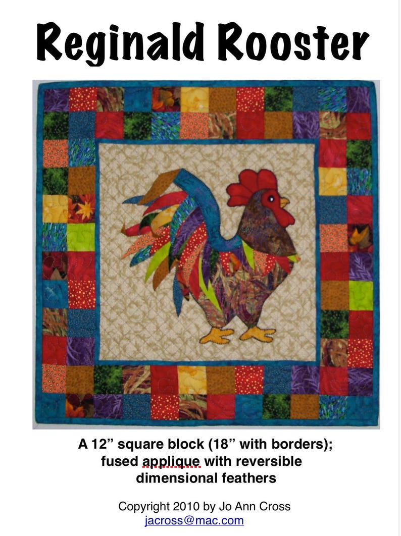 Reginald Rooster Quilt Pattern Etsy