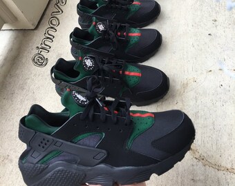 Nike Air Huaraches Gucci Design Black Shoes