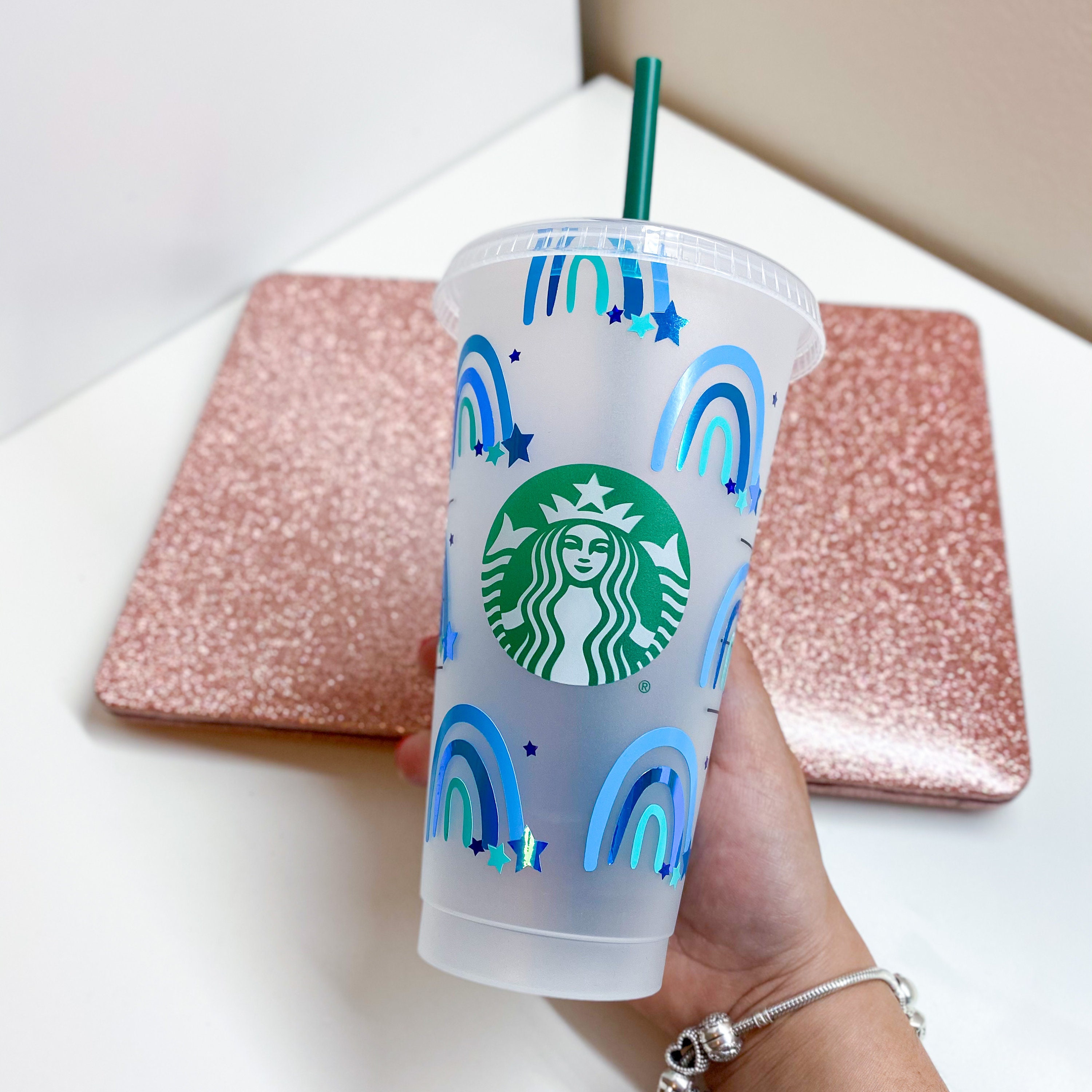 Rainbow Starbucks Cup Rainbow Custom Cup Starbucks Tumbler Etsy