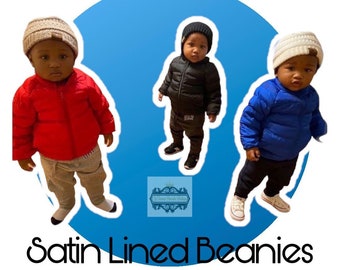 Bonnets pour enfants doublés de satin | Unisexe | Bonnet d'hiver doublé de satin | Bonnets pour enfants | Bonnet pour bébé | Bonnets doublés de satin